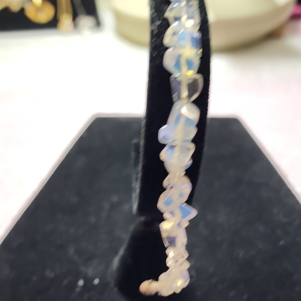 Opalite Bracelet with Iridescent Natural Stone Bead Hand Crafted